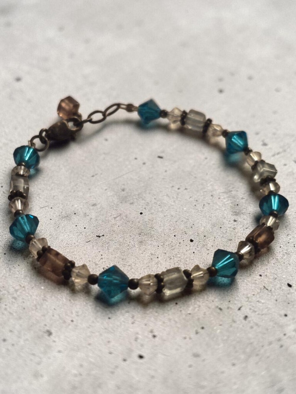 Teal and Smoke Glass Beaded Bracelet